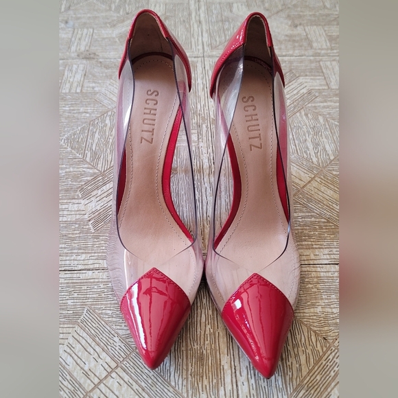 C- Schutz Cendi red pump heels - Picture 1 of 7
